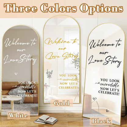 Custom Name Welcome to Our Wedding Signs Personalized Wedding Mirror Decals Selfie Mirror Decal for Wedding Entry Reception Display Golden Date Marriage DIY Vinyl Lettering Welcome Party Decoration