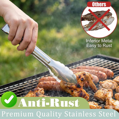 16 Pack Serving Tongs for Buffet, 9'' Stainless Steel Buffet Tongs Heavy Duty Metal Kitchen Tong Silver Food Tong for Serving Cooking Food Grill Salad BBQ