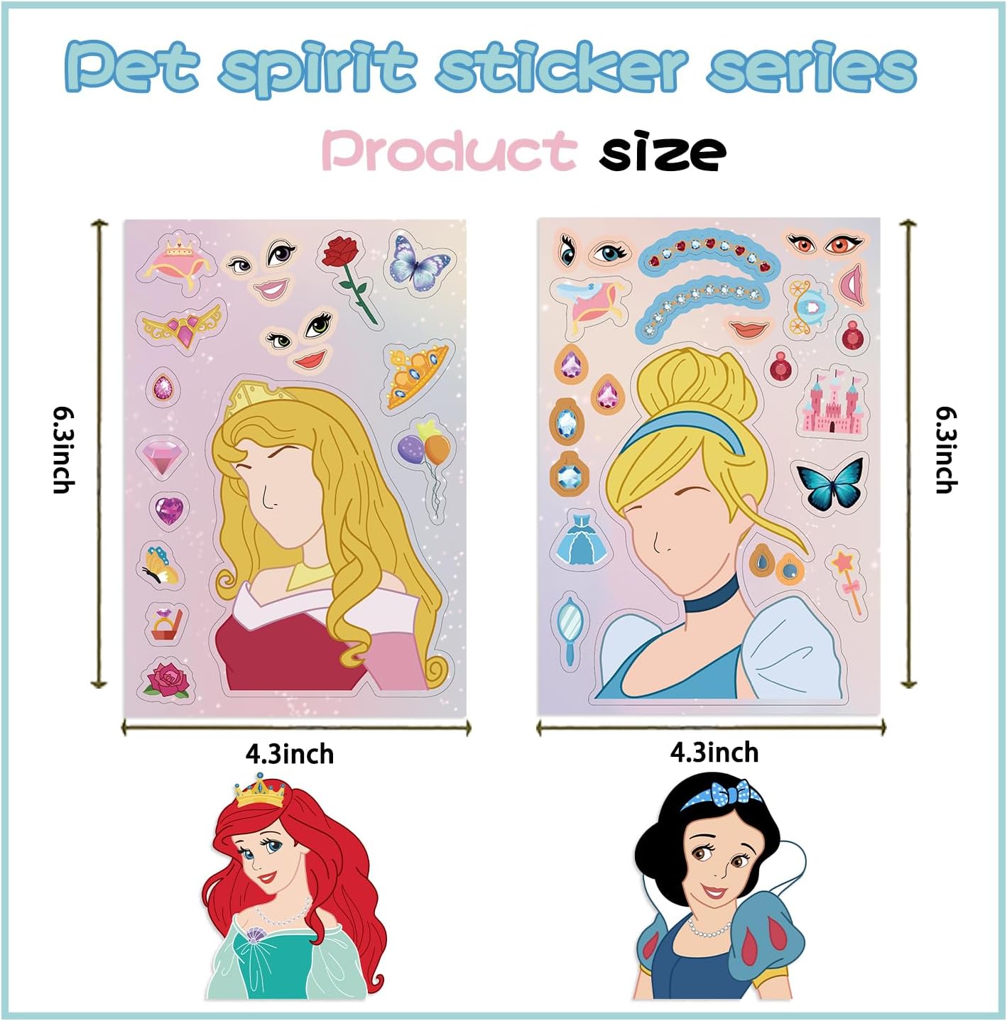 24 Sheets Cool Monster Sticker Cute Cartoon Charaters Make Your Own Sticker, Make a Face Stickers Party Favors Activities Gifts (c)