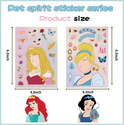 24 Sheets Cool Monster Sticker Cute Cartoon Charaters Make Your Own Sticker, Make a Face Stickers Party Favors Activities Gifts (c)