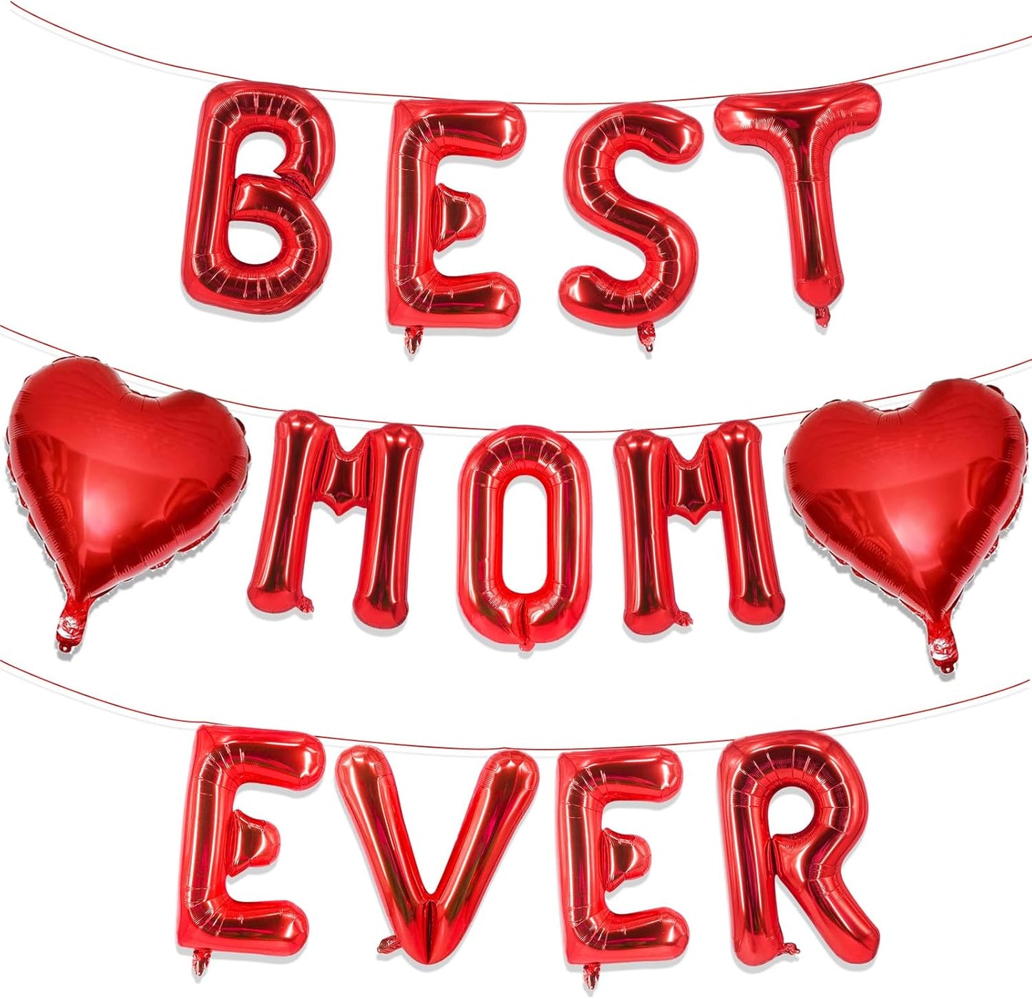 Rose Gold Best Mom Ever Balloons,16 Inch Mom Balloon Letters for Mother Birthday Mother's Day Decorations