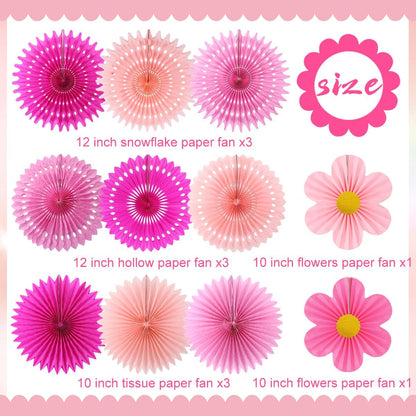 Party Hanging Paper Fans Decoration Set for Wedding Birthday Party Mother's Day Round Events Accessories Set of 8