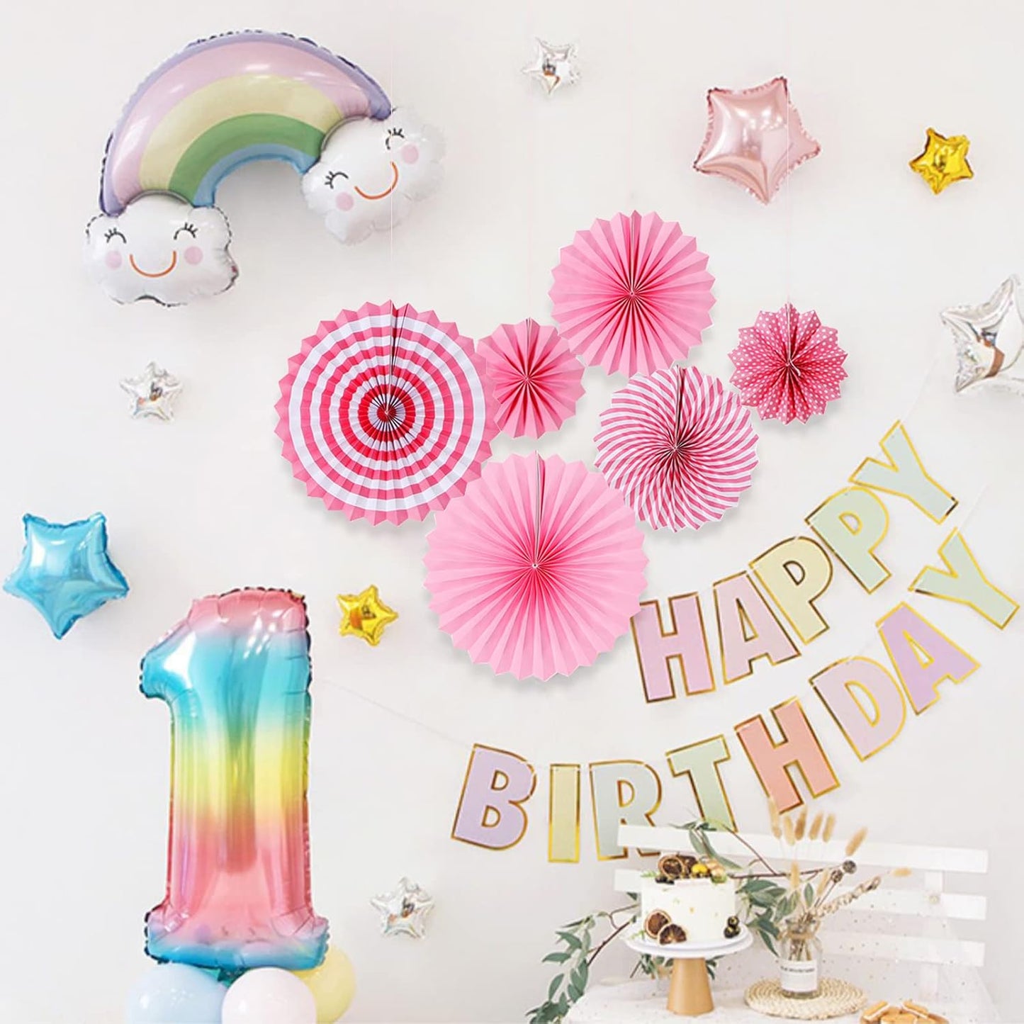 LRCXL 12PCS Party Hanging Paper Fans Set, Fiesta Round Pattern Paper Garlands Decoration Party Supplies for New Year Baby Shower Birthday Wedding Graduation Events Accessories(Yellow)