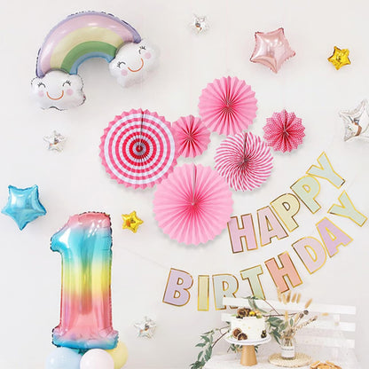 LRCXL 12PCS Party Hanging Paper Fans Set, Fiesta Round Pattern Paper Garlands Decoration Party Supplies for New Year Baby Shower Birthday Wedding Graduation Events Accessories(Yellow)