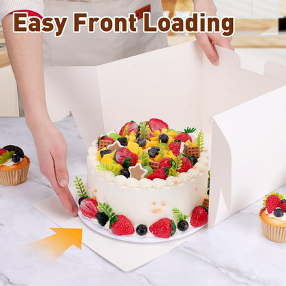 NEOACT 30 Pcs Cake Boxes, 12x12x8 Inch White Bakery Boxes with Window Cake Containers 12 Inch large Cake box for Birthday Party, Wedding,Tall Dessert Cardboard Boxes