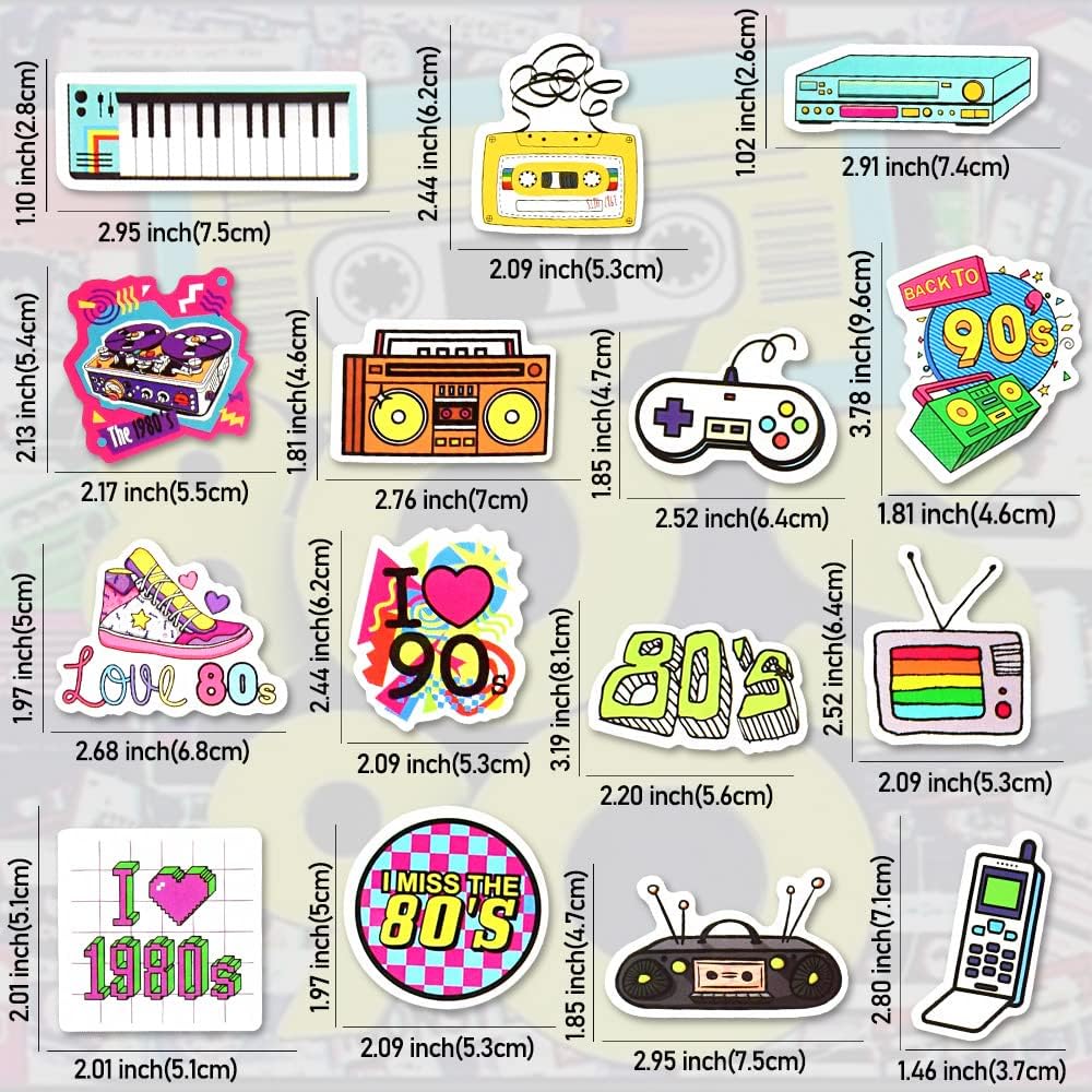 QTL Neon Stickers for Teens & Students Prizes, Waterproof Vinyl Party Favor Stickers, School Rewards, Water Bottle and Laptop, 50PCS - Colors A