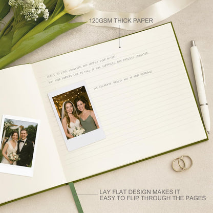 &And Per Se White Wedding Guest Book with Photo Spots – Elegant Hardcover Sign-in Book for Weddings, Baby Showers & Special Events – Blank & Lined Memory Keepsake Album