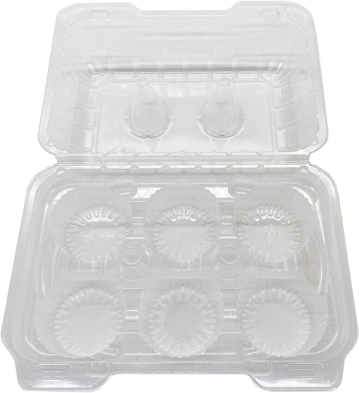 Clear Cupcake Containers,12pc Plastic Disposable High Dome Cupcake Boxes 6 Compartment Cupcake Holders Cupcake Containers Half Dozen Cupcake Trays ReliableCup Cake Muffin Packaging Transporter