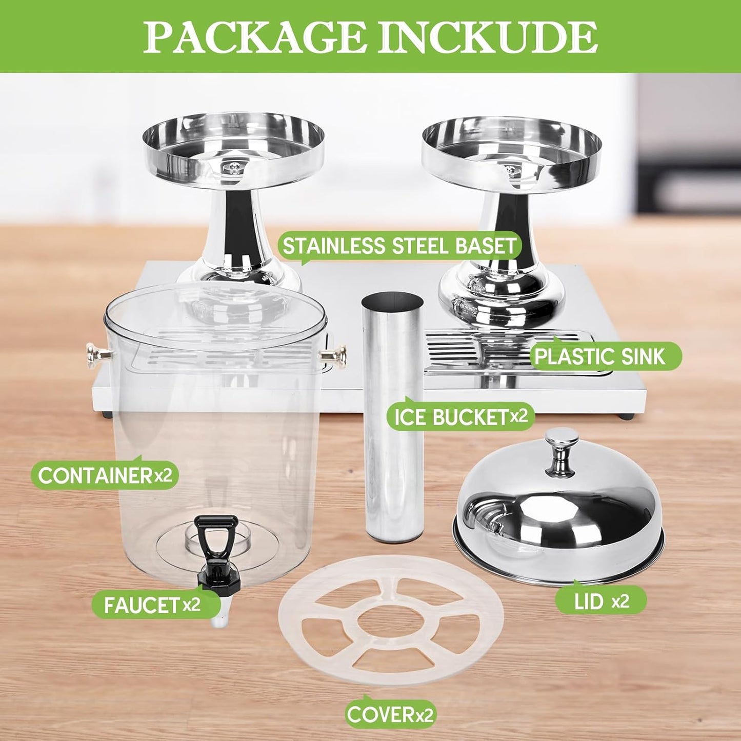 4.4 Gallon/16 L Beverage Dispensers, Stainless Steel Drink Dispenser, PE Beverage Dispensers with Stand Cold Dispenser with Centre Ice Core and Drip Trays for Parties Banquets Picnic