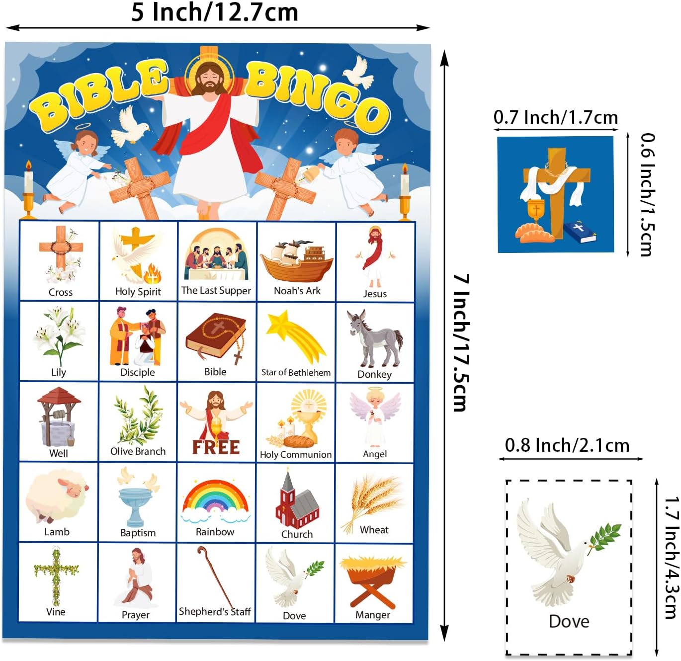 24 Players Bible Bingo Game, Bingo Game for Adults, Jesus Christian Sunday Church Activity, Religious Party Xmas Party Decorations Supplies, Vacation Bible School Bingo Cards