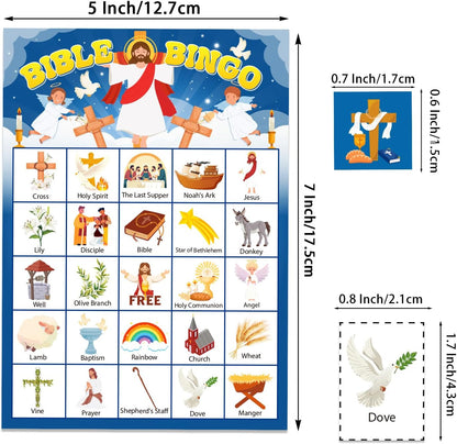 24 Players Bible Bingo Game, Bingo Game for Adults, Jesus Christian Sunday Church Activity, Religious Party Xmas Party Decorations Supplies, Vacation Bible School Bingo Cards