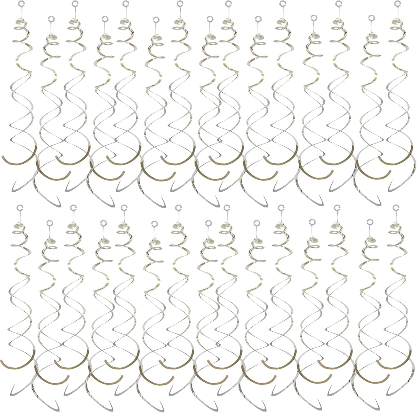 30 Pieces Hanging Swirl Party Decorations Foil Decorations Ceiling Swirl Spiral Hanging Plastic Streamer for Ceiling Birthday Graduation Wedding Celebration Baby Shower Party Supply (Black)