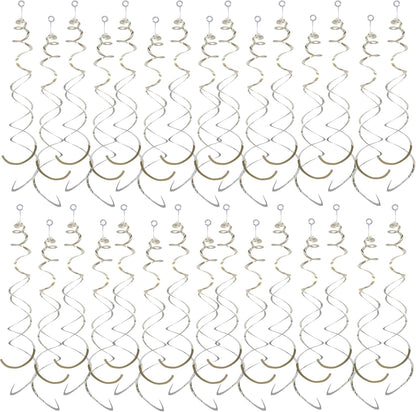 30 Pieces Hanging Swirl Party Decorations Foil Decorations Ceiling Swirl Spiral Hanging Plastic Streamer for Ceiling Birthday Graduation Wedding Celebration Baby Shower Party Supply (Black)