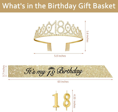 21st Birthday Decorations for Her with 21st Birthday Sash and Crown, Candles Gold, Gifts for 21 Year Old Girls