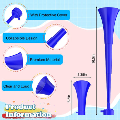Stadium Horn for 2026 World Cup, Vuvuzela Plastic Trumpet Collapsible Cheering Blow Horns Loud Soccer Noise makers for Sporting Events Football Games Carnival Fun Birthday Party Favors - 1PCS (Blue)