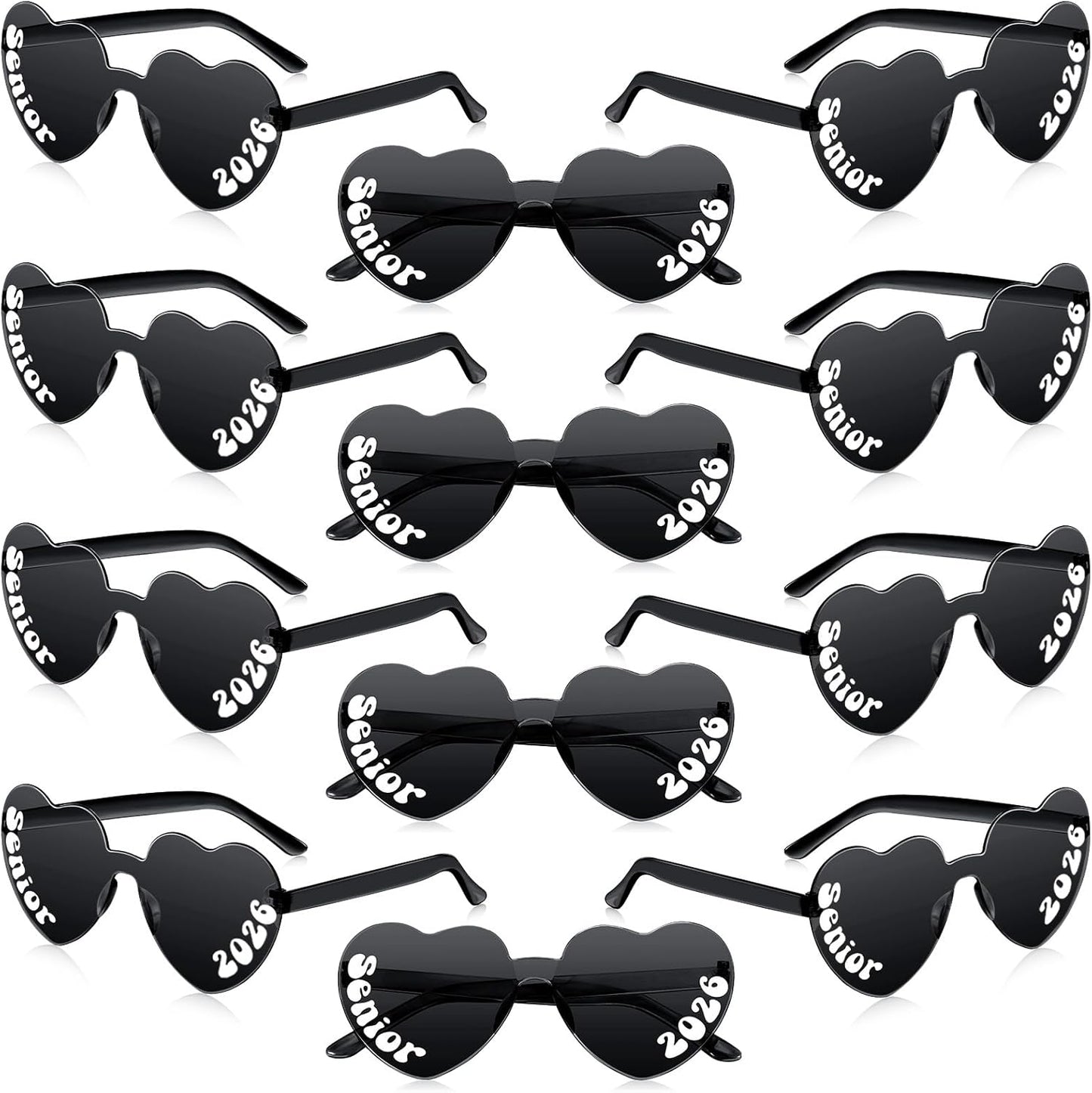 Xuhal 2026 Graduation Glasses Heart Shaped Plastic Eyeglasses Graduation Party Favor Photo Props