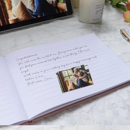 Lankaiva Wedding Guest Book, Guest Book Wedding Reception - Classic Baby Shower Guest Book, 100 Blank Pages for Bridal Shower Birthday Graduation Sign in and Photos, Beige