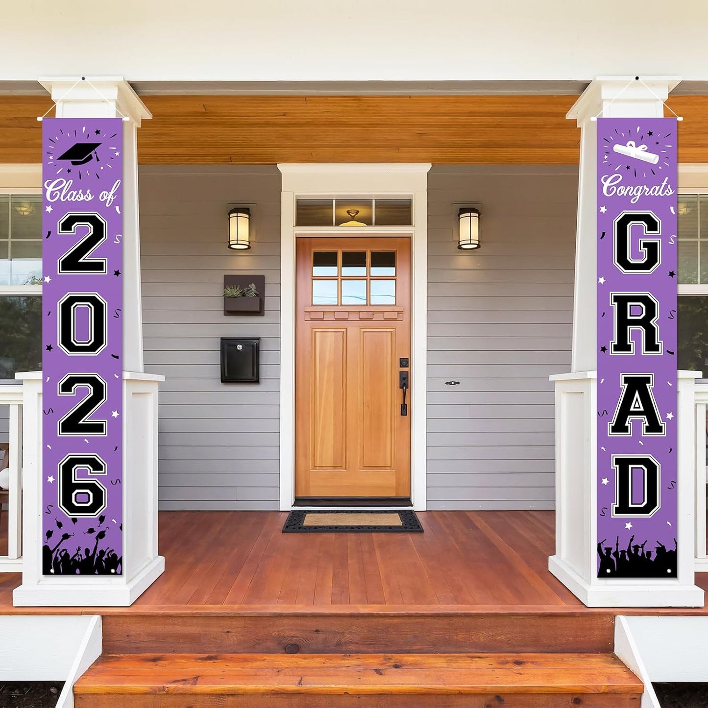 2026 Graduation Decorations, Graduation Banner Class of 2026, Hanging Congratulations/Congrats Grad Banner for Door and Porch, Party Decor - Black