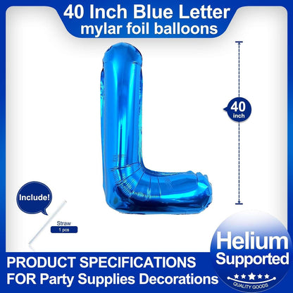 40 Inch Blue Letter A Balloons, DIY Phrase Foil Alphabet Letter A Balloons DIY Word A Banner for Birthday Anniversary Celebration Graduation Party Supplies Decoration