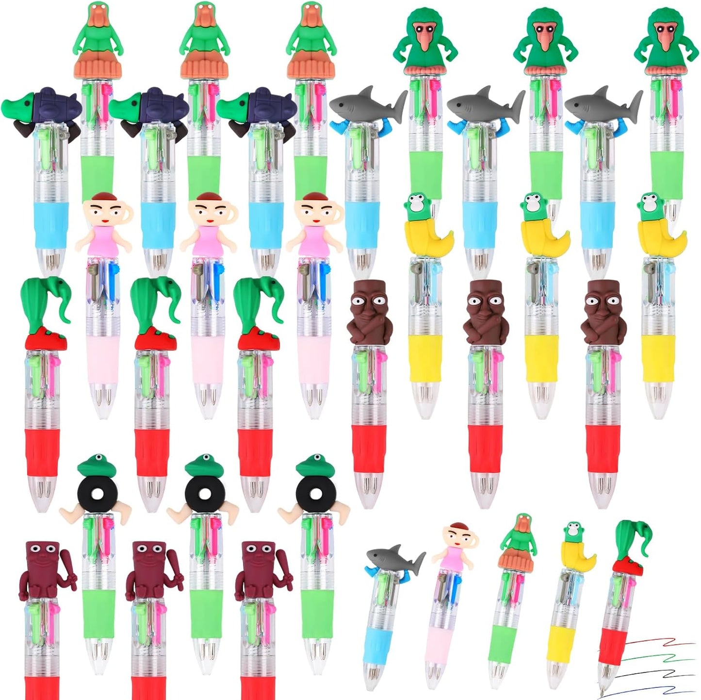 CZWZ 20Pcs Mini Multicolor Pens in One 4-in-1 Cute Pens Bulk for Kids, Fun Kawaii Ballpoint Pens for Birthdays and Children's Party Favors Gifts Teacher School Supplies