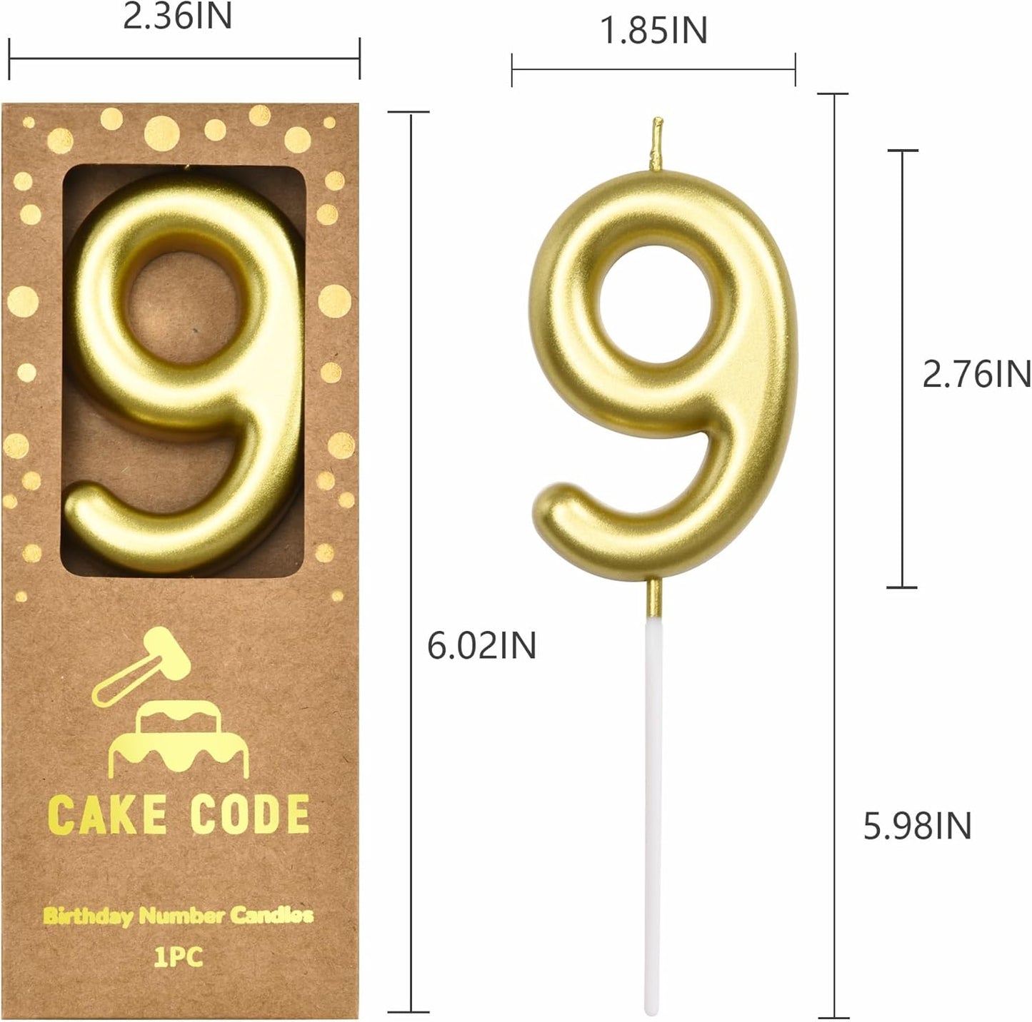 2.76 Inch Classical Gold 5 Number Birthday Candles, Gold Number Candles, Cake Number Candles, Party Celebration