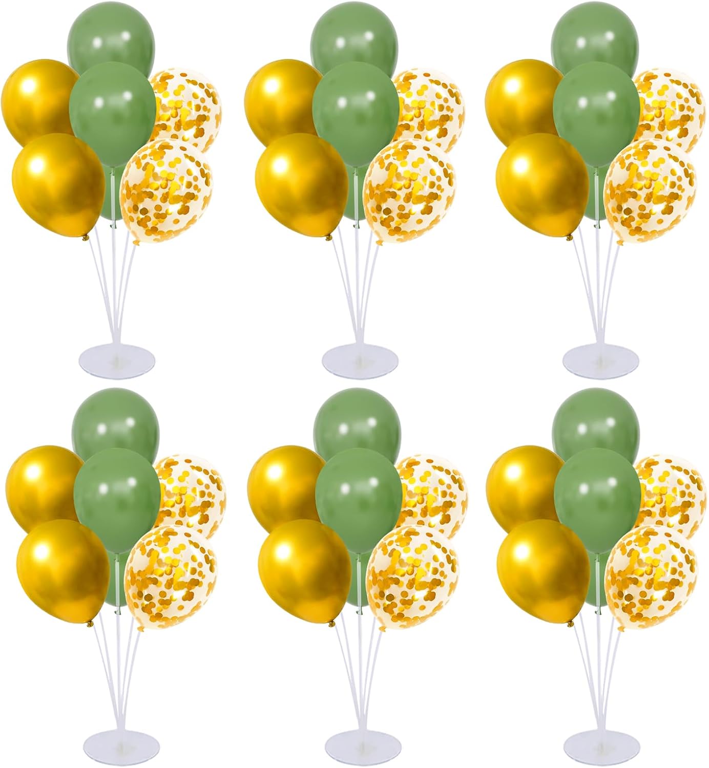 6 Set Balloon Stand Kit for Table Centerpieces With Balloon and Base Party Decorations for Birthday Wedding Retirement Graduation Baby Shower (Black Gold)