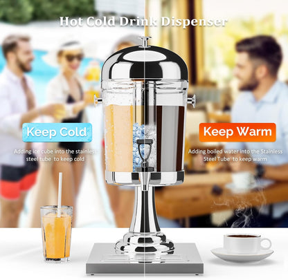 ROVSUN 4.4 Gallon/ 16.6L Drink Dispenser for Parties, Beverage Dispenser with Stand, Drink Dispenser Water Juice Dispenser Stainless Steel with Ice Container, Hot & Cold Drinks for Catering Buffet