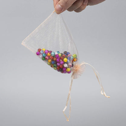 100pcs White Organza Bags 2x3 inch Sheer Drawstring Gift Bags Jewelry Pouches Wedding Party Christmas Favor Gift Bags, Little Mesh Gift Pouches Mini Candy Bags for Small Presents Earrings
