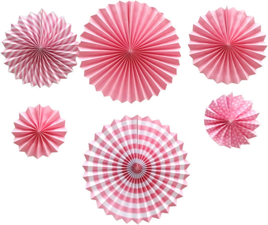 Ochine 6 Pcs Pastel Rainbow Paper Fans Party Decoration, Colorful Ice Cream Spring Summer Easter Macaron Wall Hanging Light Pink Red Home Decor Birthday Wedding Bridal Baby Shower Classroom Supplies