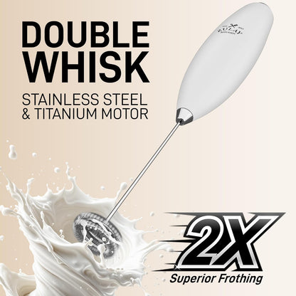 Zulay Kitchen Powerful Milk Frother Wand With Duracell Batteries - Ultra Fast Handheld Drink Mixer - Electric Whisk Foam Maker for Coffee, Lattes, Cappuccino & Matcha - Z1 Motor - Black - Colors C