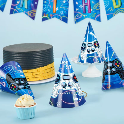 WERNNSAI Birthday Party Hats - 12 Pcs Birthday Party Supplies Cone Hat Headbands Colorful Paper Party Hats for Kids