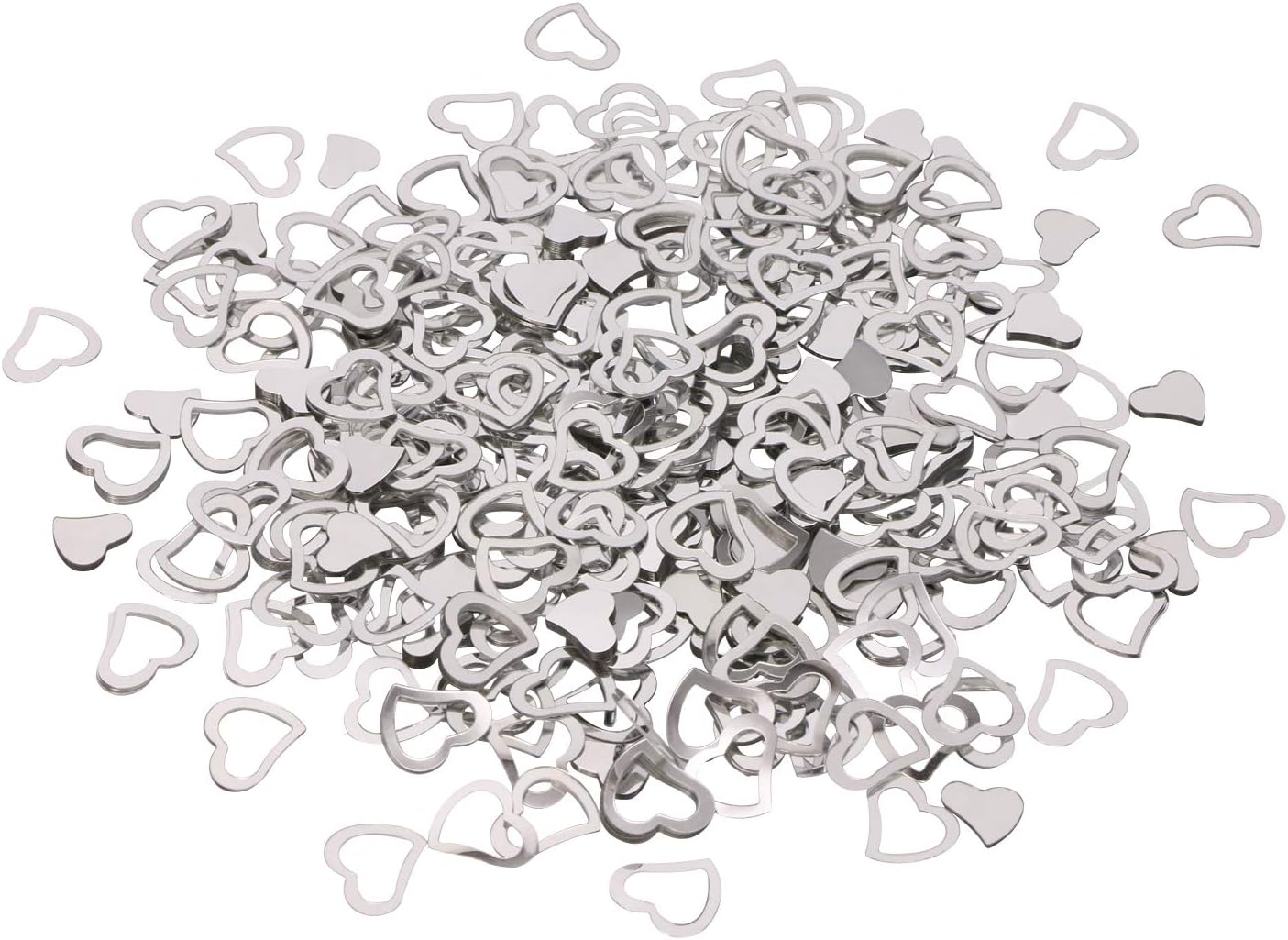 ONLYKXY 1200Pcs Love Heart Shaped Confetti, Table Wedding Decoration, Glitter Confetti for Wedding Party (Silver)