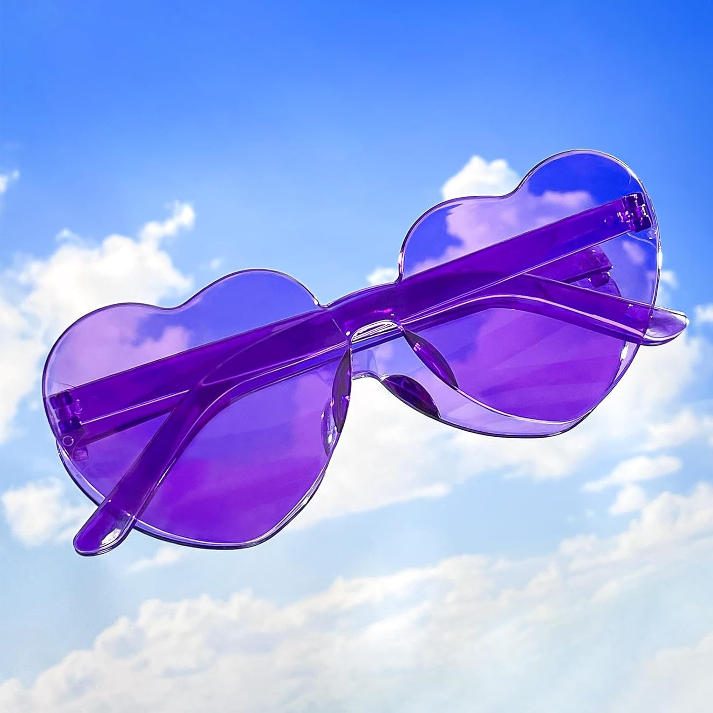 Matcheck 16 Heart Shaped Rimless Sunglasses Transparent Candy Colored Glasses Frameless Party Eyewear for Women