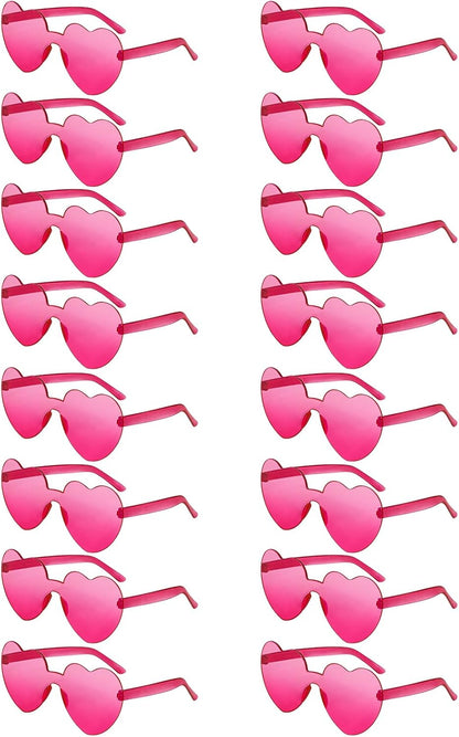 Matcheck 16 Heart Shaped Rimless Sunglasses Transparent Candy Colored Glasses Frameless Party Eyewear for Women