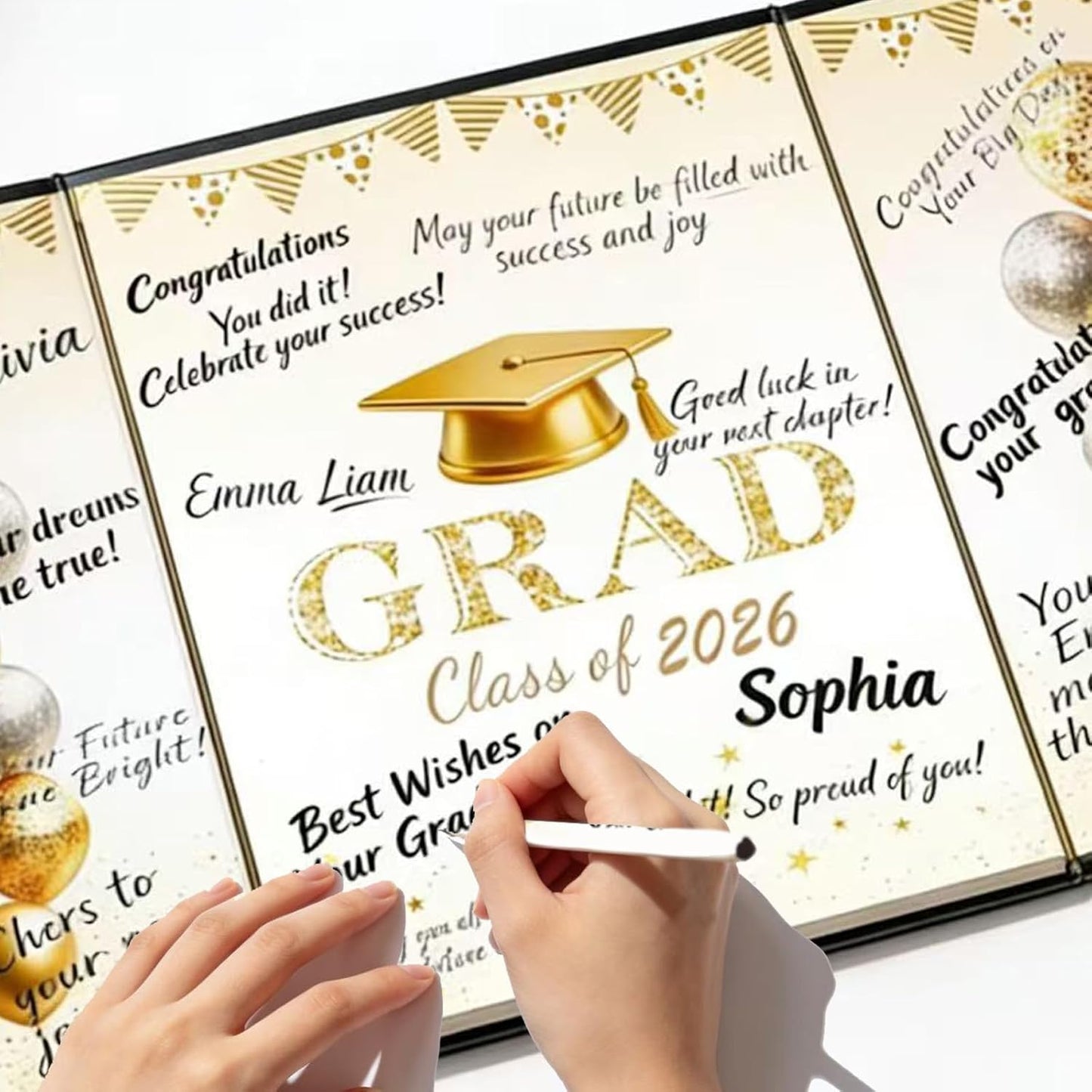 Green Graduation Party Decorations Class of 2026 - Extra Large 22" x 14" Graduation Guest Book to Sign Signature Board for Graduation Gifts Congrats Grad Party Favors Supplies Decor Keepsake