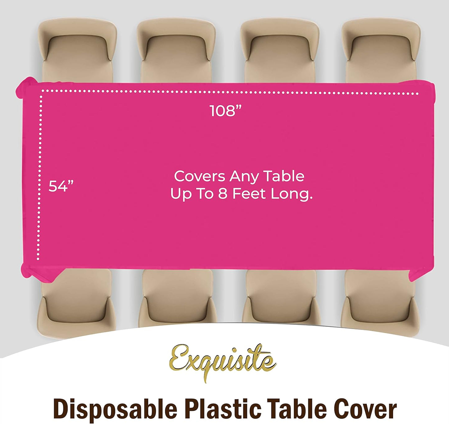 Exquisite Party Solids 6-Pack Premium Plastic Tablecloth 54in. x 108in. Rectangle Plastic Table Cover - Navy