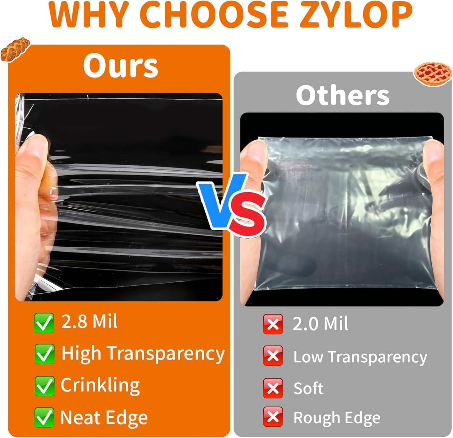 50pcs Clear Cellophane Treat Bags - 8 x 11 Inches Large Plastic Gift Bags with 60 Gold Twist Ties - Food Grade Cello Bags for Packaging Cookies, Candies, Popcorn, Bakery, Party Favors & DIY Crafts