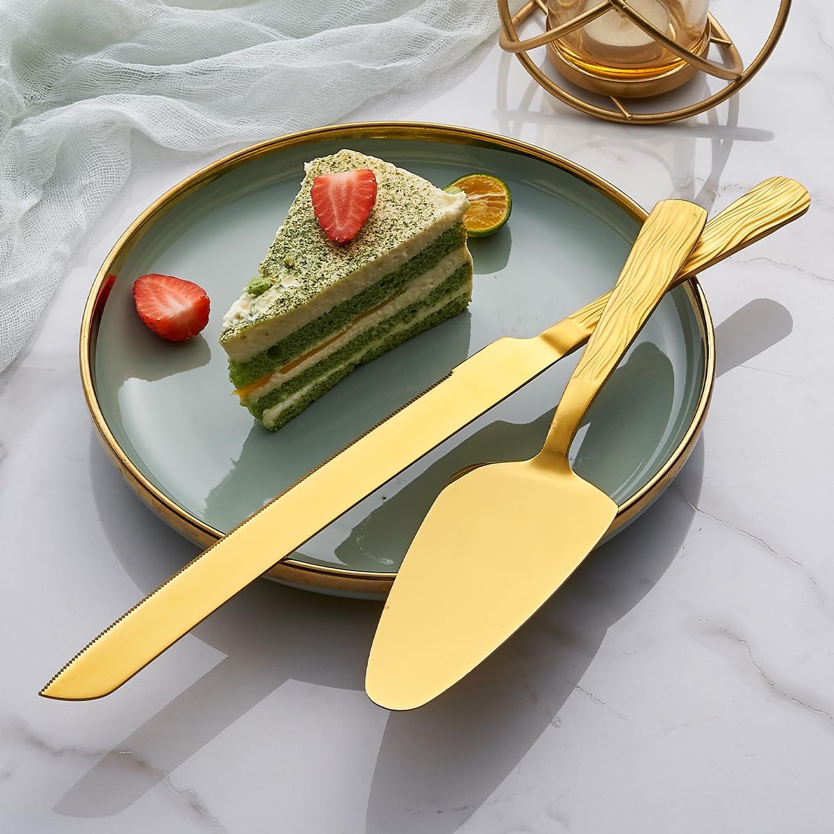 Black Cake Cutter Set, Stainless Steel Cake Cutting Utensils Include 13-inch Cake Knife and 9.3-inch Cake Server suitable for Weddings, Birthdays, and Anniversaries