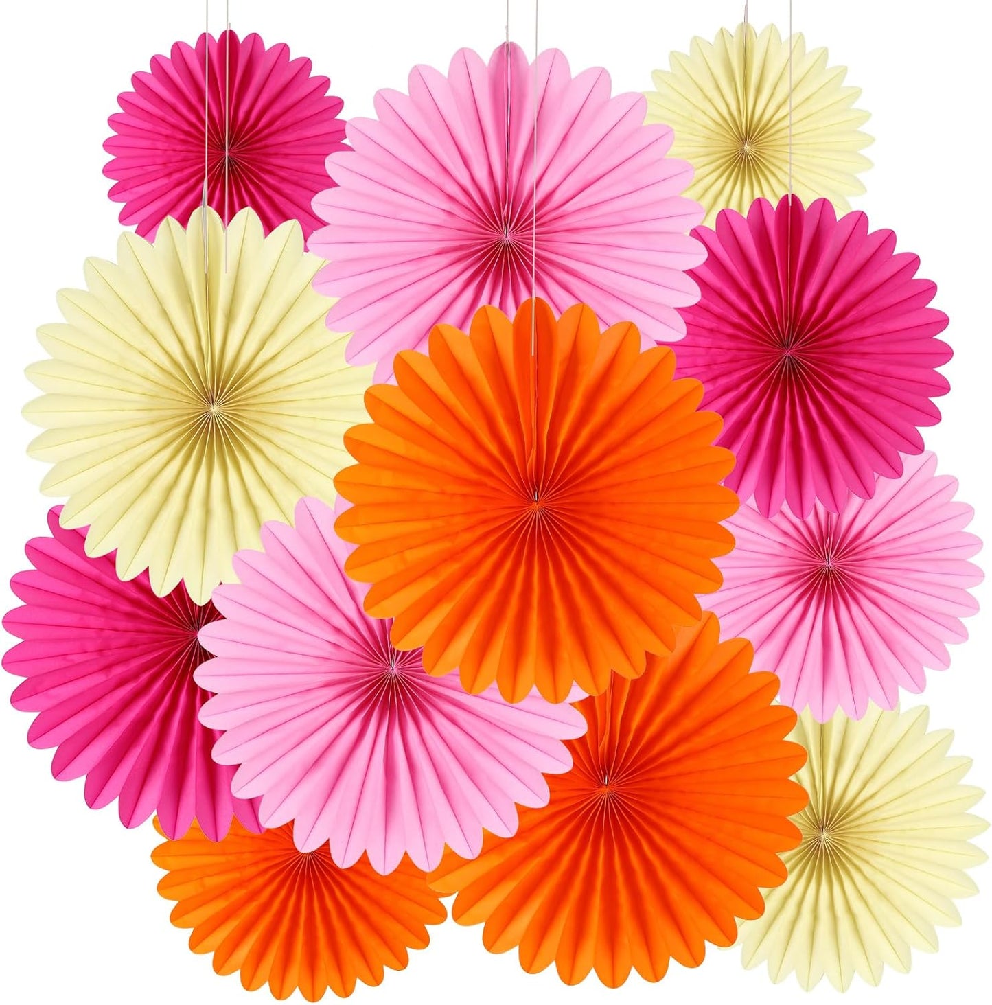 BestoFun 12PCS Paper Fans Hot Pink Party Decorations Tissue Paper Flowers Decorations Paper Fans Party Decorations for Girl Groovy Birthday Baby Shower Wedding Bachelorette Room Wall Hanging Décor