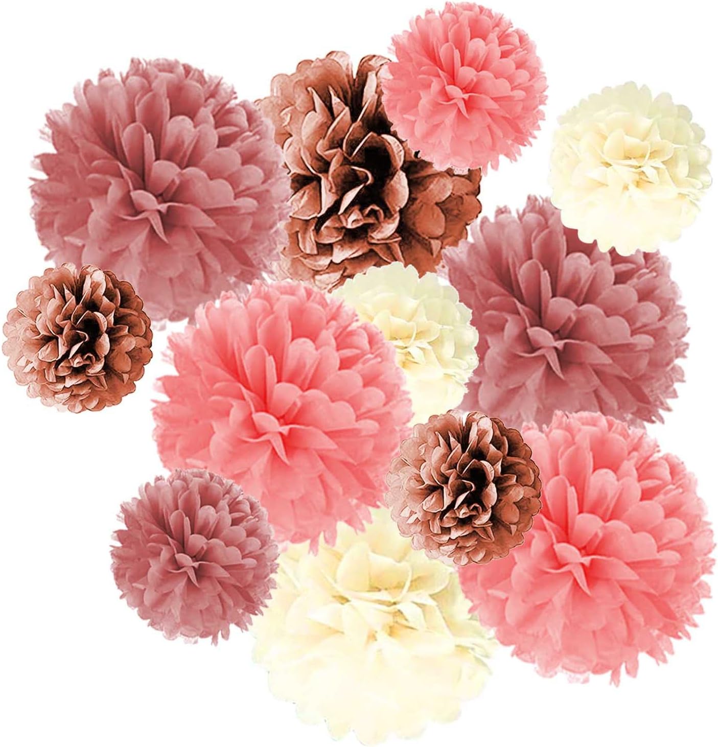 Purple & Gold Tissue Paper Pom-Poms - Hanging Paper Pompoms Flower Ball Wedding, Birthday Party Decoration (6pcs 12in & 10in)
