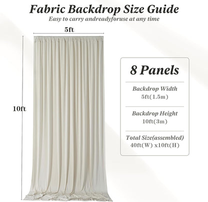 10 ft x 10 ft Wrinkle Free White Backdrop Curtains for Wedding Parties, Polyester Photography Backdrop Drapes for Birthday Parties Stage Backdrop Stand, 2 Panels 5x10FT Background Curtains