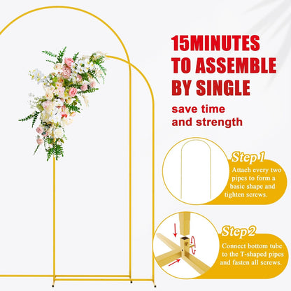 Wokceer Wedding Arch Backdrop Stand and Cover Set of 2 Metal Arch Stand with Arch Cover White 7.2FT, 6FT for Birthday Party Wedding Ceremony Bridal Baby Shower Event Decor