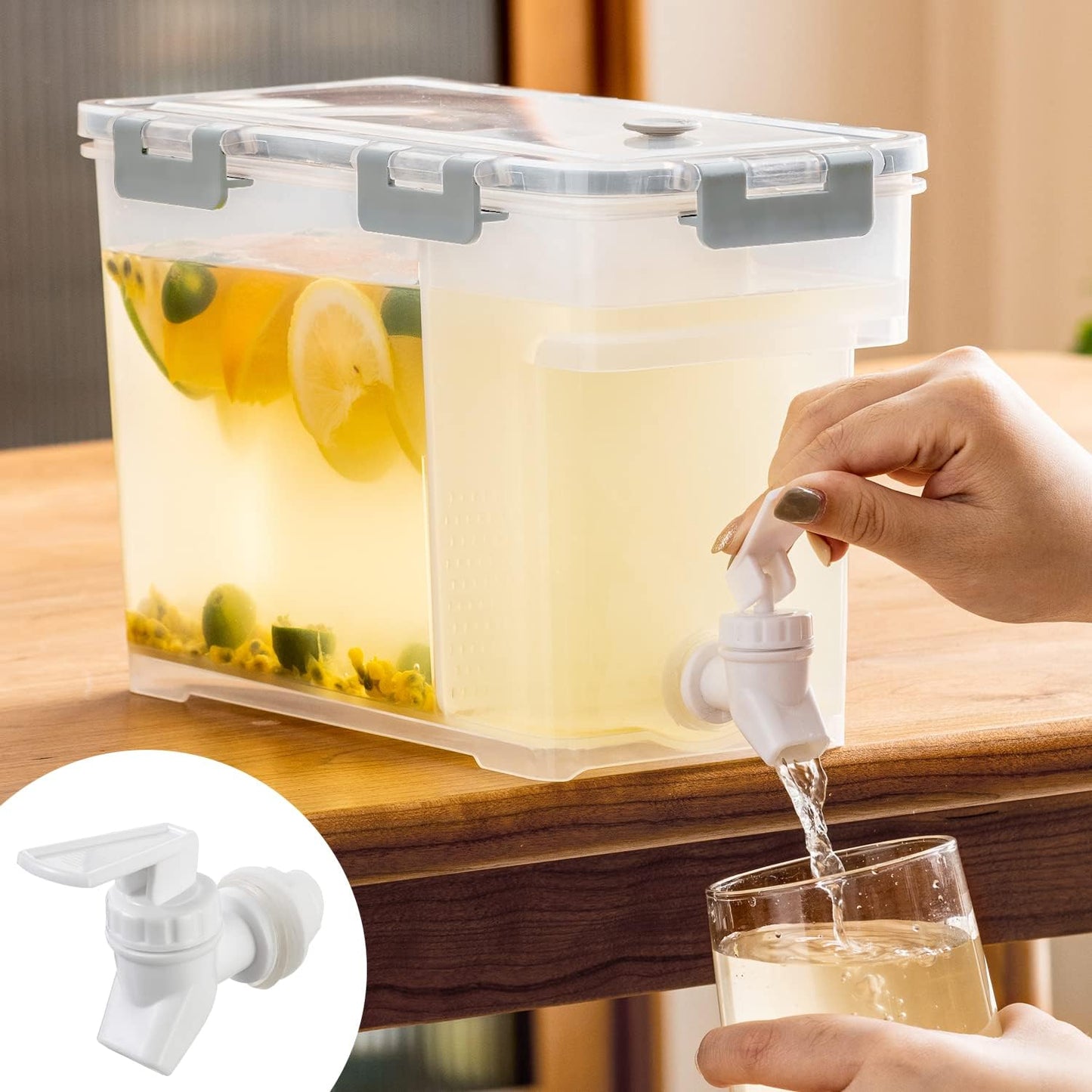 Cold Kettle with Faucet, 6L Refrigerator Juice Water Pitcher, Home Plastic Beverage Dispenser, Filter Drink Container for Home, Kitchen, Camping, Party