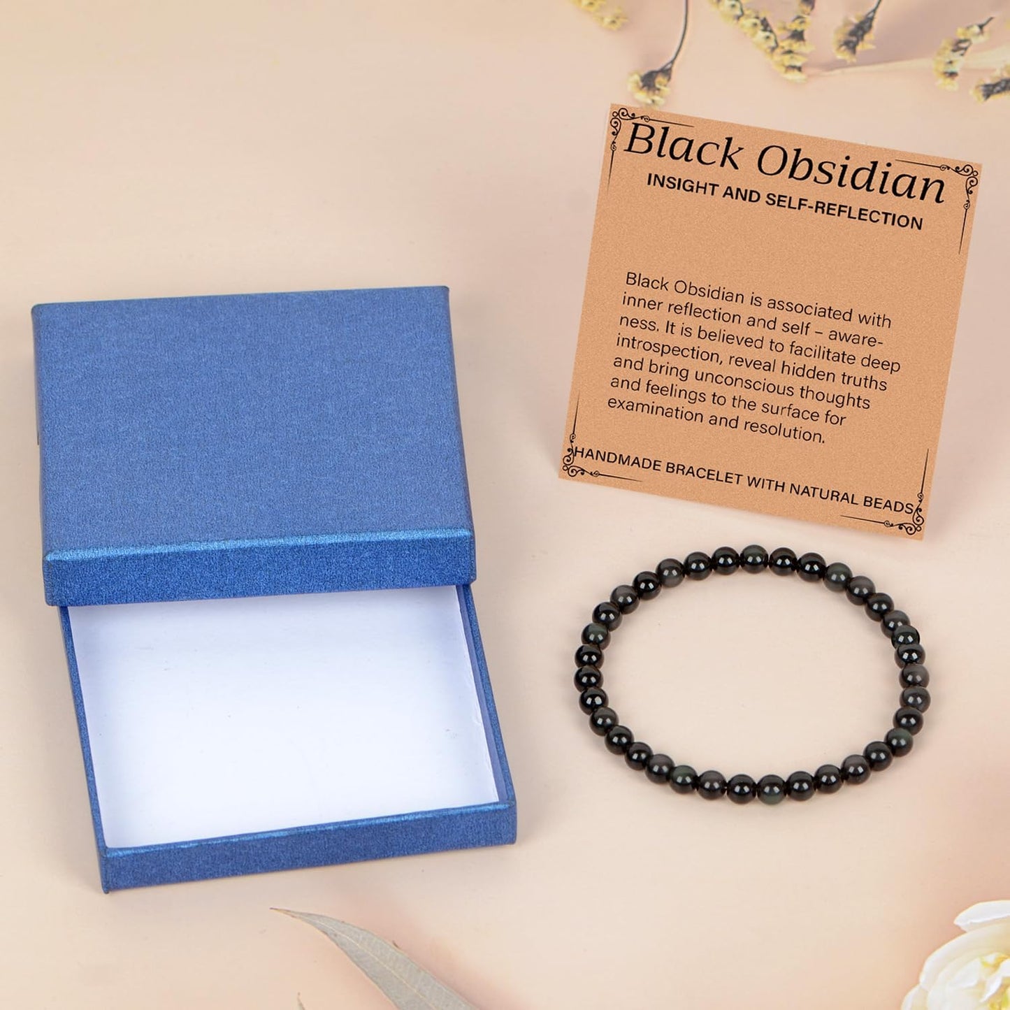LPBeads Handmade Natural Gemstone Stretch Elastic Bracelet Healing Crystal Round Stone Beads Jewelry Gifts for Women Men