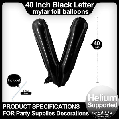 40 Inch Black Letter A Balloons, DIY Phrase Foil Alphabet Letter A Balloons DIY Word A Banner for Birthday Anniversary Celebration Graduation Party Supplies Decoration