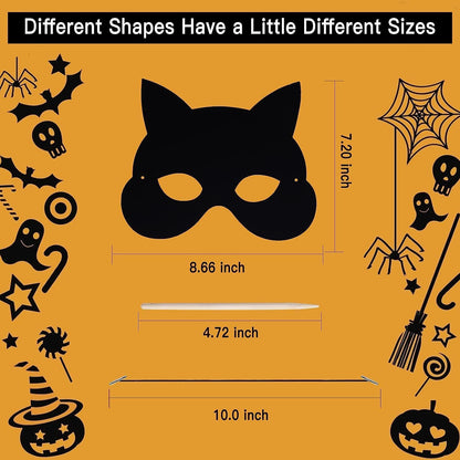 Max Fun 48PCS Halloween Crafts for Kids Kit, Rainbow Scratch Art and Crafts Mask, Birthday Cosplay Classroom Decoration, Magic Scratch Paper Halloween Party Favors Supplies Bat Witch Pumpkin Zombie