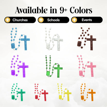 RosaryMart Catholic Rosary Beads for Prayer – Glow in the dark Plastic Rosary Necklace with Crucifix, Durable Nylon Cord, Made in Italy, Devotional Prayer Beads for Women and Men – Pack of 25