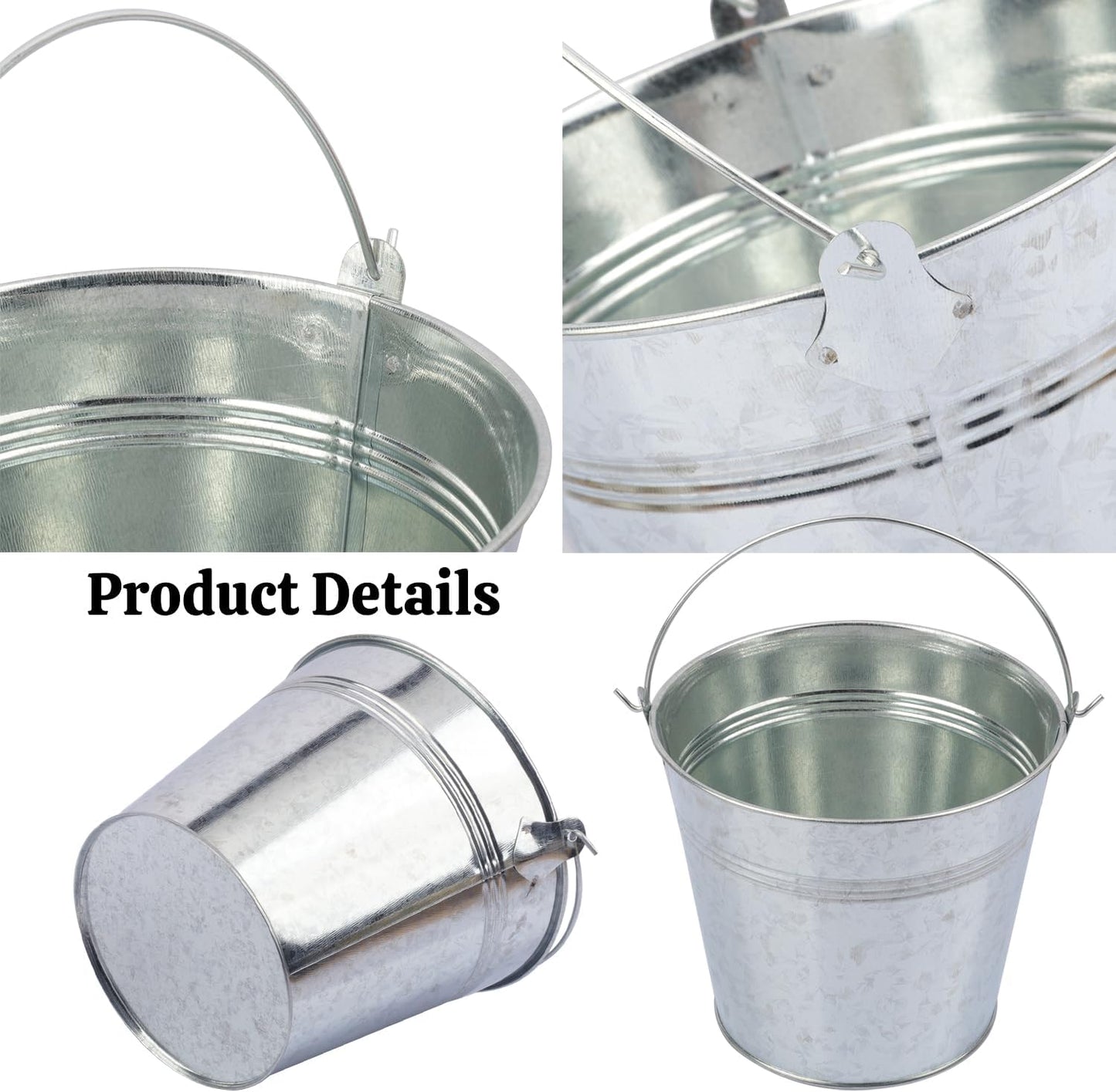 3 PCS 15.3 x 9 x 6 inches White Metal Galvanized Tub with Iron Handles, 3 Gallon Beverage Tubs for Parties, Large Ice Buckets for Beer, Wine, Cocktails & Outdoor Events