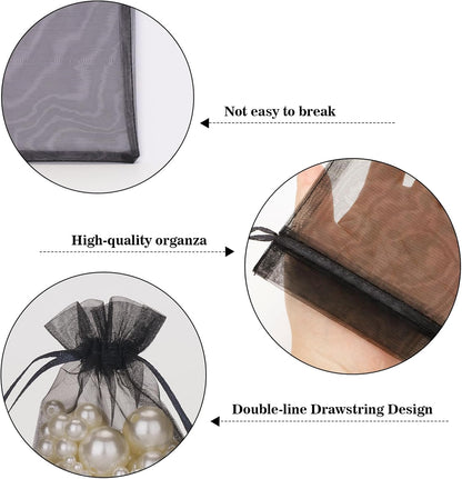 joycraft 50Pcs Organza Bags, 2x3 inch Gift Favor Bags, White Wedding Favor Bags, Jewelry Pouches with Drawstring, Mesh Bags Drawstring for Jewelry, Festival, Makeup, Candy, Desserts