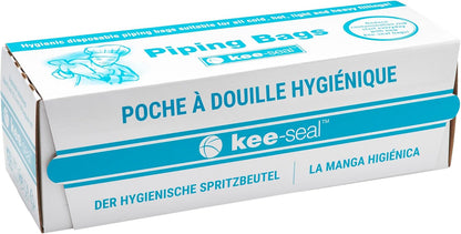 KEE-SEAL Disposable Pastry Bags, Piping Bag with Grip Tight Outer Surface, Smooth-Flow Interior, Easy Tear Perforation, Convenient Dispenser Box, 18-Inch, Clear